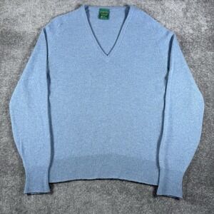 VTG Canda Sweater Men's S/M? Blue V-Neck Long Sleeve Lambswool Scotland Grandpa